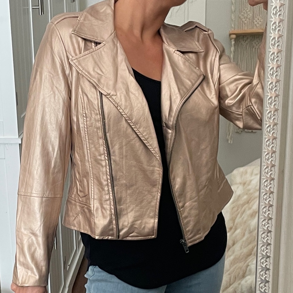 New Gold Faux Leather BB Dakota Jacket - Picture 3 of 4